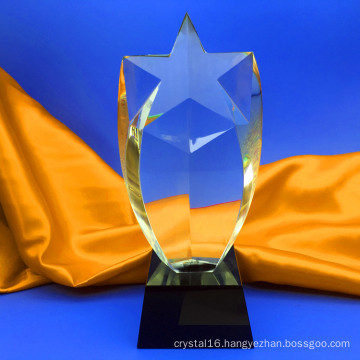 Optical Crystal Glass Trophy Awards Five Corner Column Gift